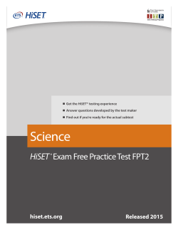 Science Practice Test (FPT2 â Released in 2015)  - HiSET