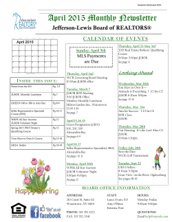 April 2015 Monthly Newsletter
