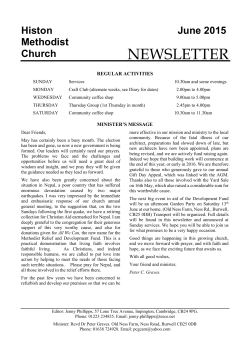Histon Chapel Newsletter - Histon Methodist Church