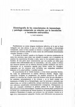 HistoriografÃ­a de los conocimientos de inmunologÃ­a y patologÃ­a