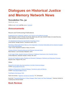 Newsletter 52 - Dialogues on Historical Justice and Memory