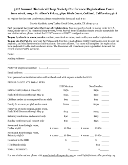 32nd Annual Historical Harp Society Conference Registration Form