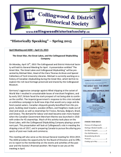 &acirc;Historically Speaking&acirc; &acirc; Spring 2015