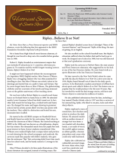 Winter 2015 Newsletter - Historical Society of Santa Rosa