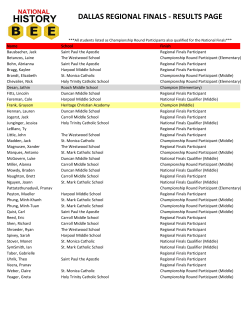 DALLAS REGIONAL FINALS - RESULTS PAGE