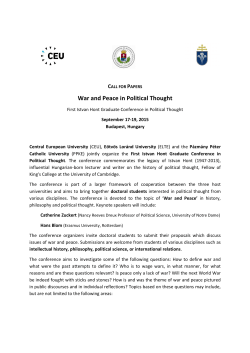 Hont Graduate Conference War and Peace CfP