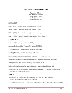 Dr. Flamm`s CV (PDF*). - Ohio Wesleyan University | Department of
