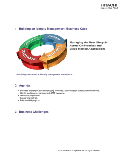 1 Building an Identity Management Business Case 2 Agenda 3