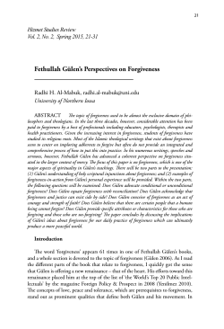 Fethullah GÃ¼len`s Perspectives on Forgiveness