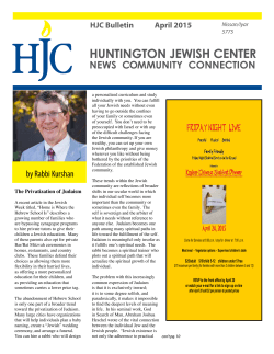 HJC Bulletin, Apr 2015 - Huntington Jewish Center