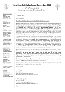 ASM2015 - First Announcement - Hong Kong Ophthalmological