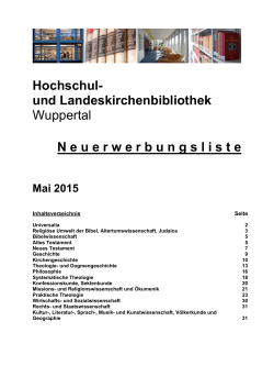 Neuerwerbungen2015-05 - und Landeskirchenbibliothek Wuppertal