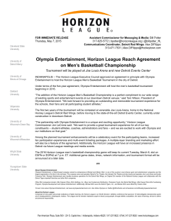 Olympia Entertainment, Horizon League Reach Agreement on