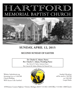 SUNDAY, APRIL 12, 2015 - Hartford Memorial Baptist Church