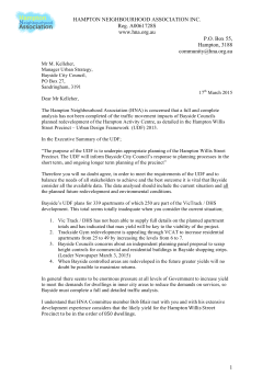 HNA letter advising that number of apartments in Bayside Traffic