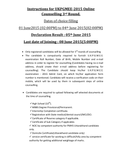 Instructions for UKPGMEE-2015 Online Counselling 3rd Round