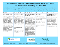 Activities List: Children`s Mental Health Week May 3 â 9 , 2015 and