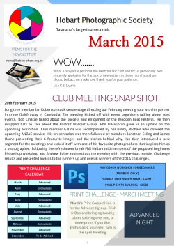 HPS March 2015 Newsletter - Hobart Photographic Society