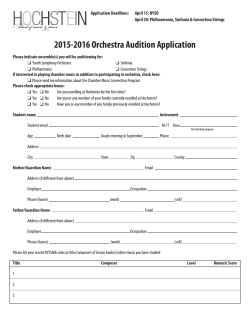 Orchestra Audition Application - Hochstein School of Music and Dance