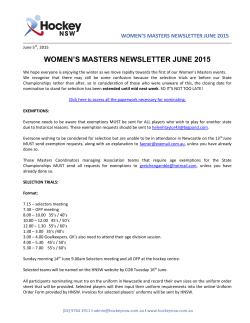 Women`s Masters Newsletter - June 2015