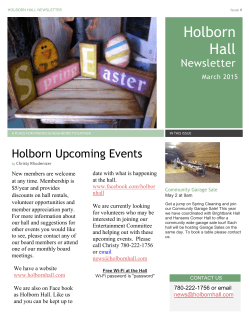 Holborn_Hall_Newsletter - Holborn Community Hall