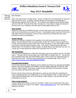 May 2015 Newsletter. - Hollin Meadows Swim and Tennis Club