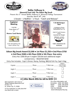 Bobby Holloway Jr. Memorial Fishing Tournament Saturday March