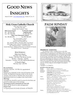 March 29th, Palm Sunday - Holy Cross Catholic Church