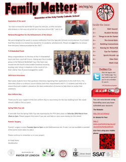 Inside the issue: - Holy Family Catholic School and Sixth Form