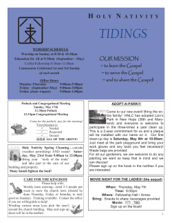 Tidings May 2015 - Holy Nativity Lutheran Church