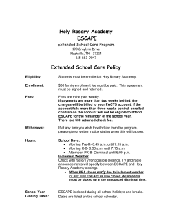 Holy Rosary Academy ESCAPE Extended School Care Policy