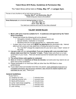 Talent Show 2015 Rules, Guidelines & Permission Slip The Talent