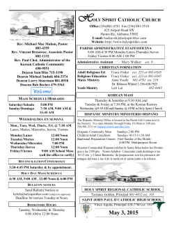 May 3, 2015 - Holy Spirit Catholic Church