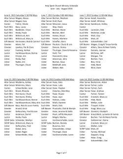 current Ministry Schedule - Holy Spirit Catholic Church in Mitchell