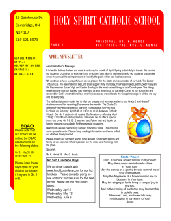 April 2015 - Holy Spirit - Waterloo Catholic District School Board
