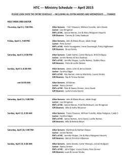 HTC --- Ministry Schedule --- April 2015