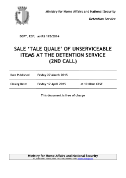 sale `tale quale` of unserviceable items at the detention service