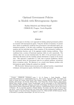 Optimal Government Policies in Models with - cerge-ei