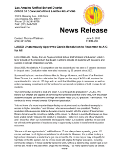 News Release - Los Angeles Unified School District
