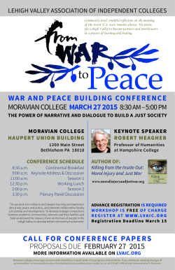 From War to Peace - Moravian College