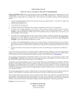 SNIPP INTERACTIVE INC. NOTICE OF ANNUAL AND SPECIAL