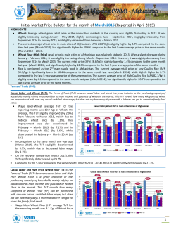 1 Initial Market Price Bulletin for the month of March 2015 (Reported