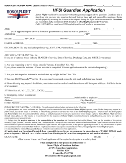 HFSI Guardian Application - Honor Flight of Southern Indiana