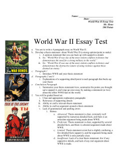 World War II Essay Test - World History â MOSAIC