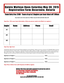 Quinte Walleye Open-Saturday May 30, 2015 Registration Form