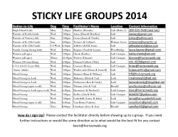 STICKY LIFE GROUPS 2014 How do I sign Up?