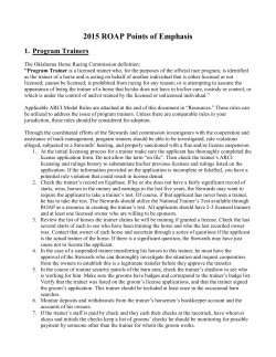 2015 ROAP Points of Emphasis - Racing Officials Accreditation
