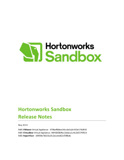 Hortonworks Sandbox Release Notes