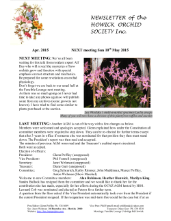 NEWSLETTER of the HOWICK ORCHID SOCIETY Inc.