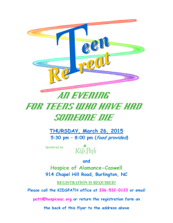 Teen Retreat March 2015 - Hospice and Palliative Care Center of